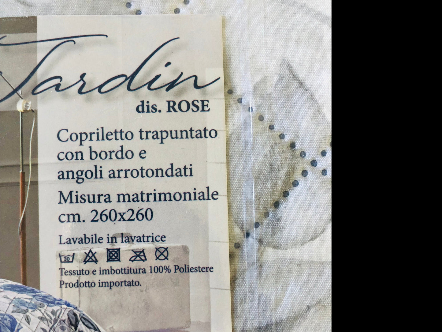Trapuntino Copriletto Matrimoniale Angel's Stampato Floreale Bordo Tinta Unita